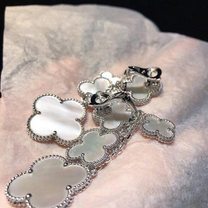 [Elite]CLOVER EARRINGS WHITE MOP 4 MOTIFS SILVER