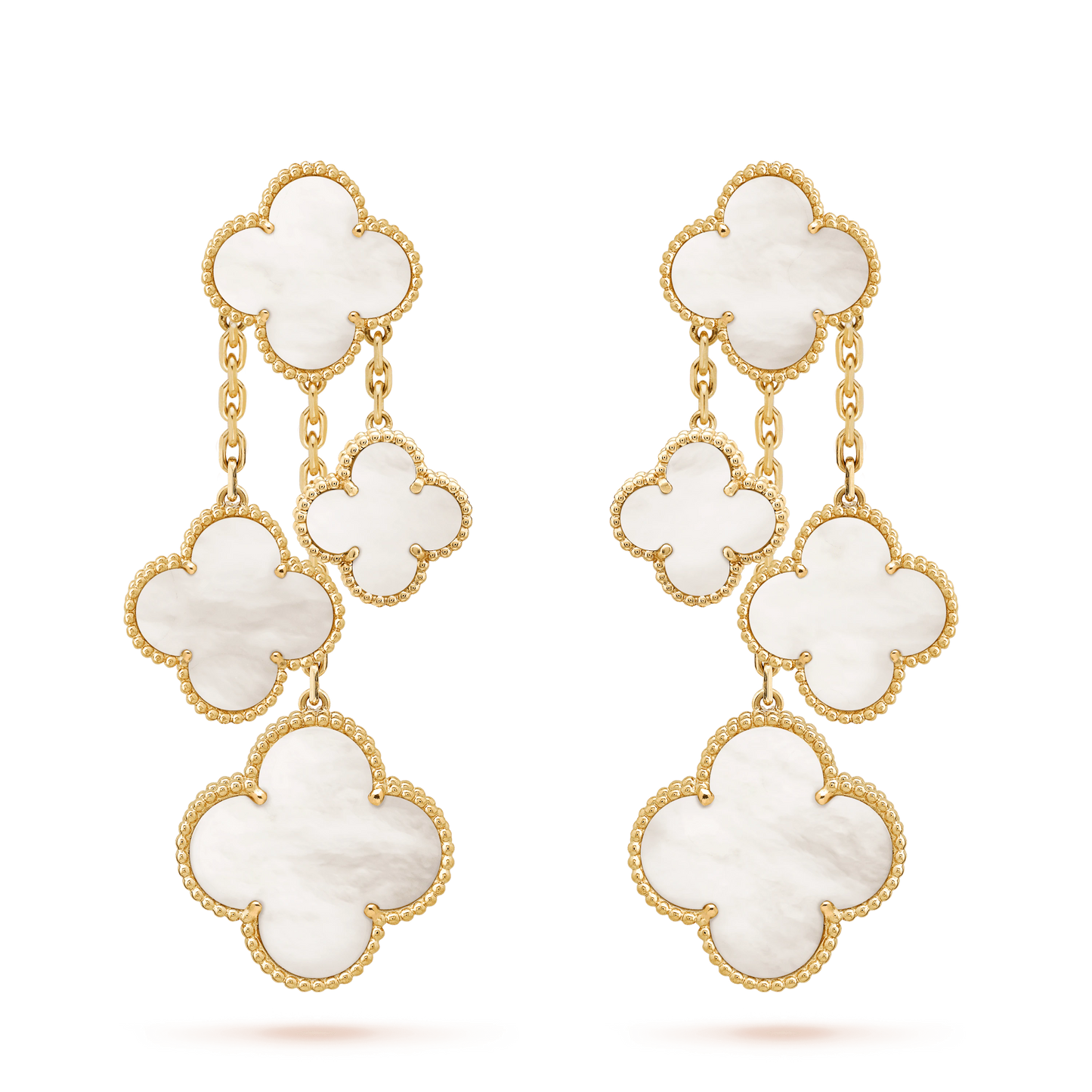 [Elite]CLOVER EARRINGS WHITE MOP 4 MOTIFS GOLD