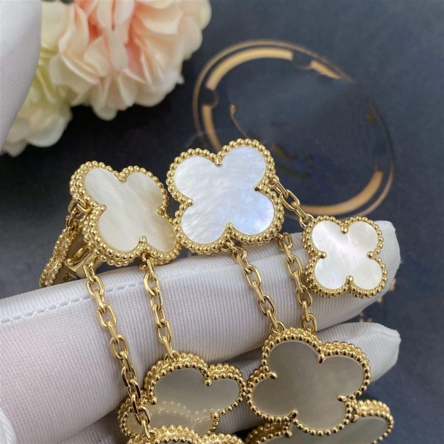 [Elite]CLOVER EARRINGS WHITE MOP 4 MOTIFS GOLD