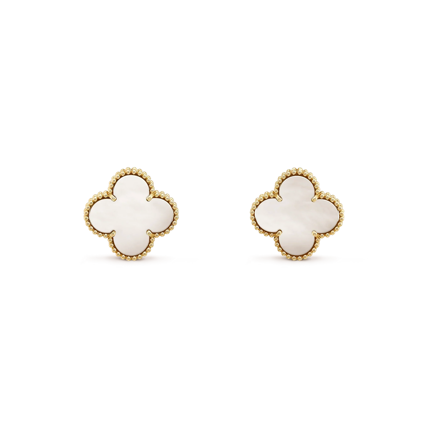 [Elite]CLOVER MEDIUM 1 MOTIFS  WHITE MOP STUD EARRINGS
