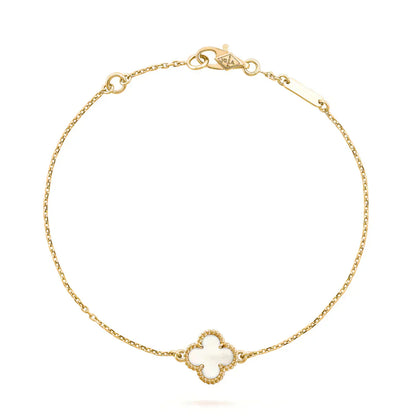 [Elite]CLOVER WHITE MOP SINGLE FLOWER BRACELET