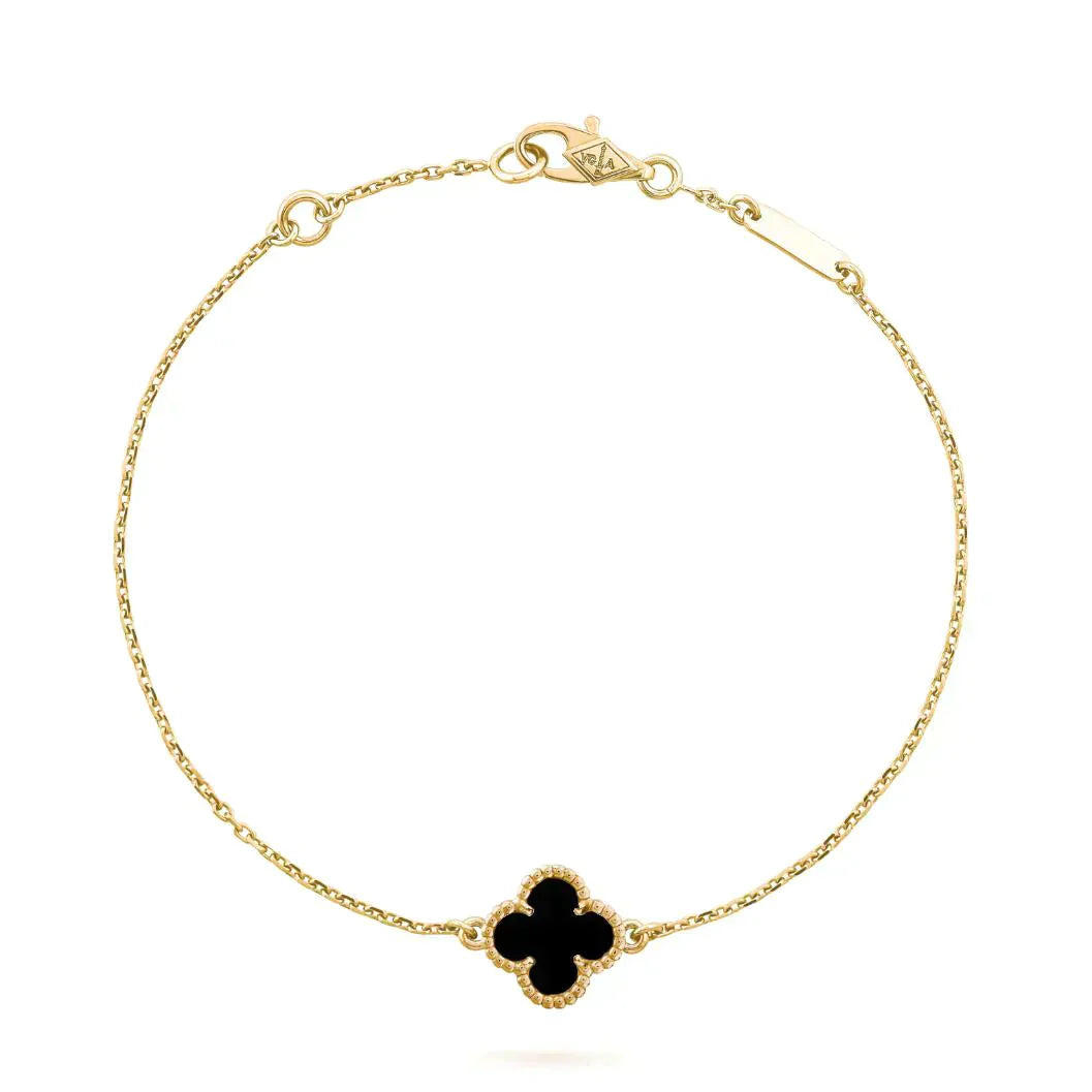 [Elite]CLOVER ONYX SINGLE FLOWER BRACELET