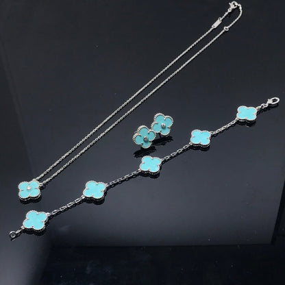 [Elite]CLOVER 1 DIAMOND BLUE SKY SILVER EARRINGS