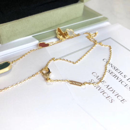 [Elite]LUCKY SPRING 4 MOTIFS ROSE GOLD NECKLACE