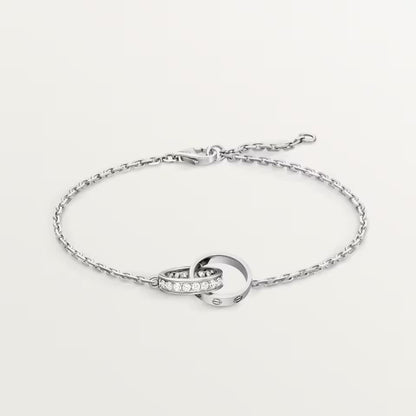 [Elite]LOVE DOUBLE RING HALF DIAMOND BRACELET