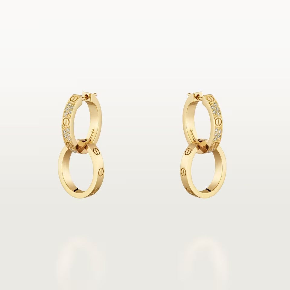 [Elite]LOVE 3.3MM DANGLE HALF DIAMOND EARRINGS