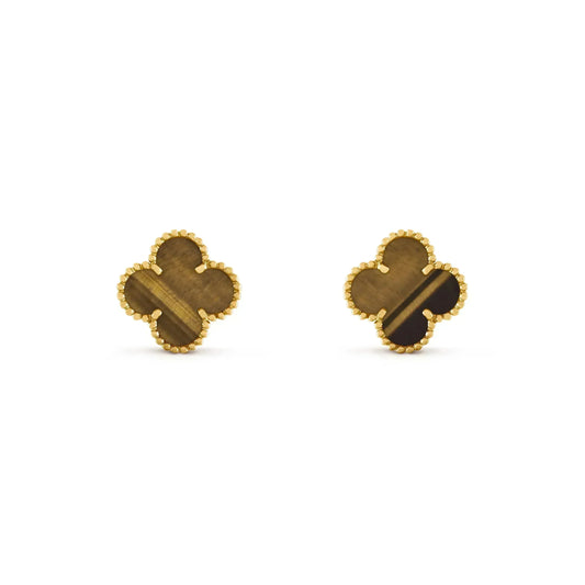 [Elite]CLOVER MEDIUM 1 MOTIFS TIGER EYE EARRINGS