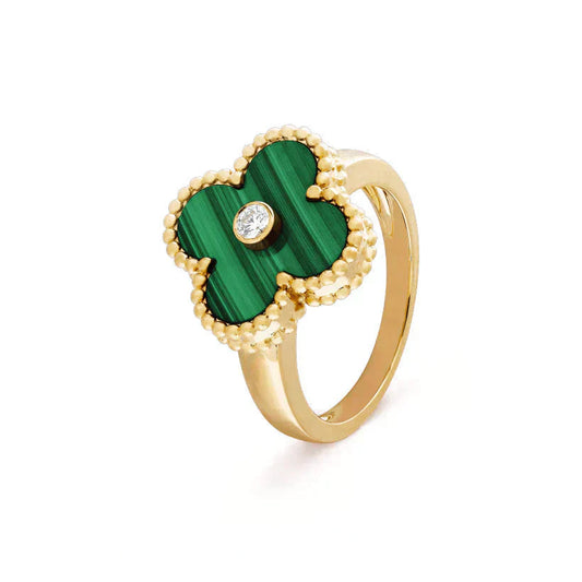 [Elite]CLOVER MALACHITE RING GOLD DIAMOND